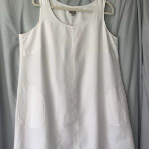 J Jill white Linen Dress w/ pockets 1X